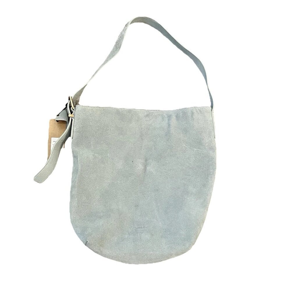Margot New York Kaye Bucket Tote Suede Leather Crossbody Bag Leather Mint Green